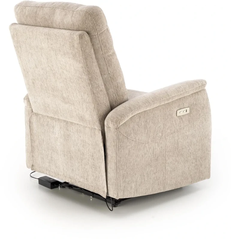 Fotel rozkładany Jamal wypoczynkowy elektryczny z gniazdem USB do salonu beżowy