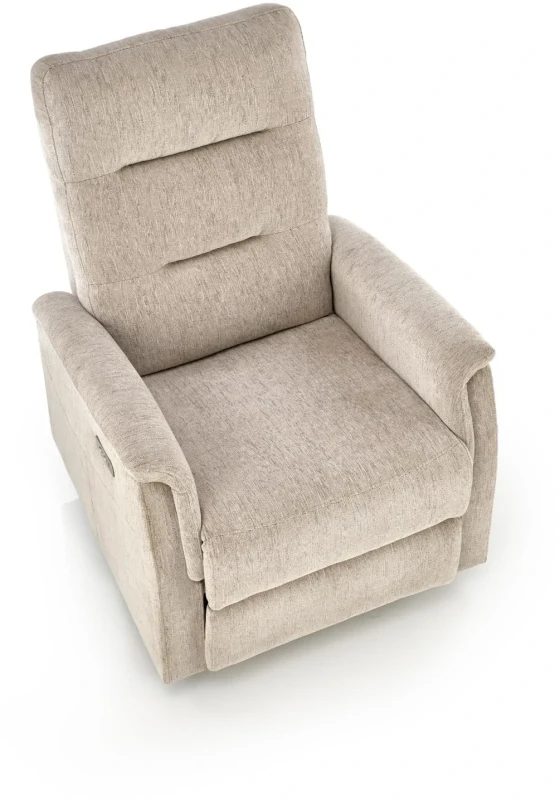 Fotel rozkładany Jamal wypoczynkowy elektryczny z gniazdem USB do salonu beżowy