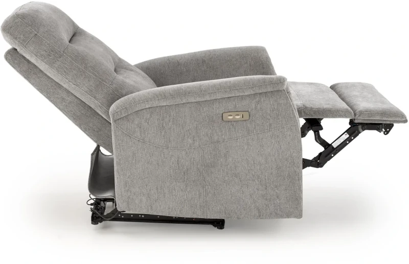 Fotel rozkładany Jamal wypoczynkowy elektryczny z gniazdem USB do salonu popielaty