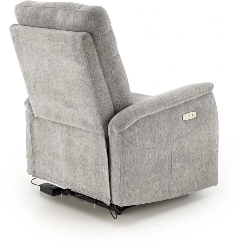 Fotel rozkładany Jamal wypoczynkowy elektryczny z gniazdem USB do salonu popielaty