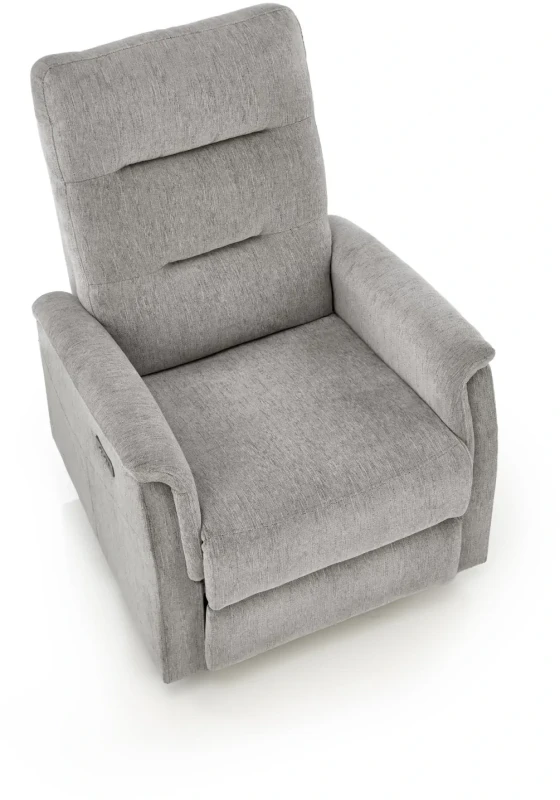 Fotel rozkładany Jamal wypoczynkowy elektryczny z gniazdem USB do salonu popielaty