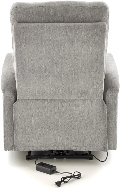 Fotel rozkładany Jamal wypoczynkowy elektryczny z gniazdem USB do salonu popielaty