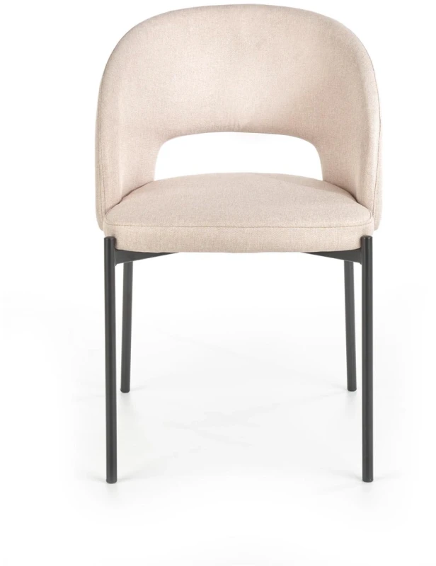 Krzesło tapicerowane K373 z wycięciem w oparciu kubełkowe do jadalni beżowy