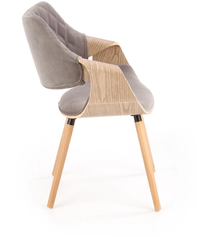 Krzesło K396 tapicerowane do jadalni popielaty/jasny dąb