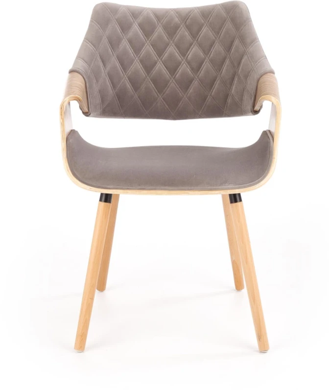 Krzesło K396 tapicerowane do jadalni popielaty/jasny dąb