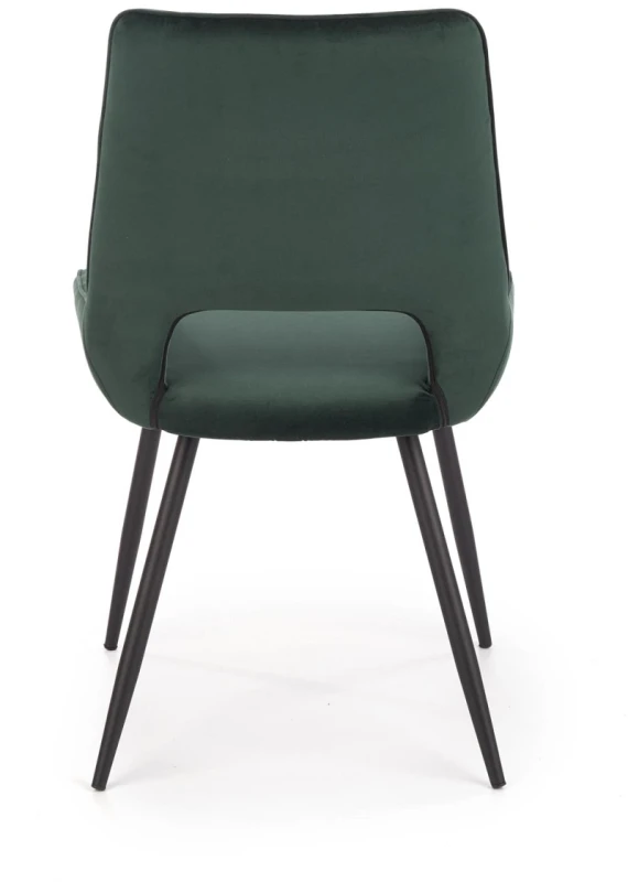 Krzesło tapicerowane K404 welurowe na czarnych nogach do jadalni ciemny zielony
