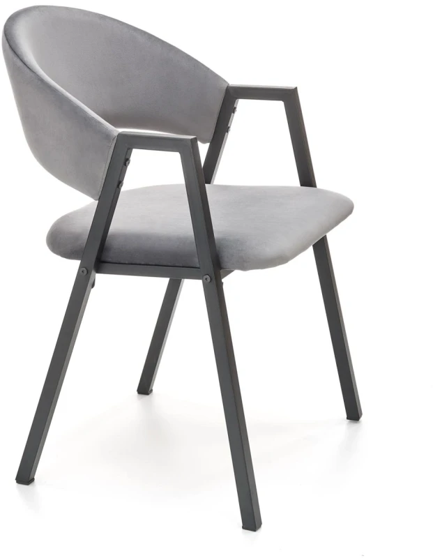Krzesło tapicerowane K473 z podłokietnikami nowoczesne do jadalni popielaty