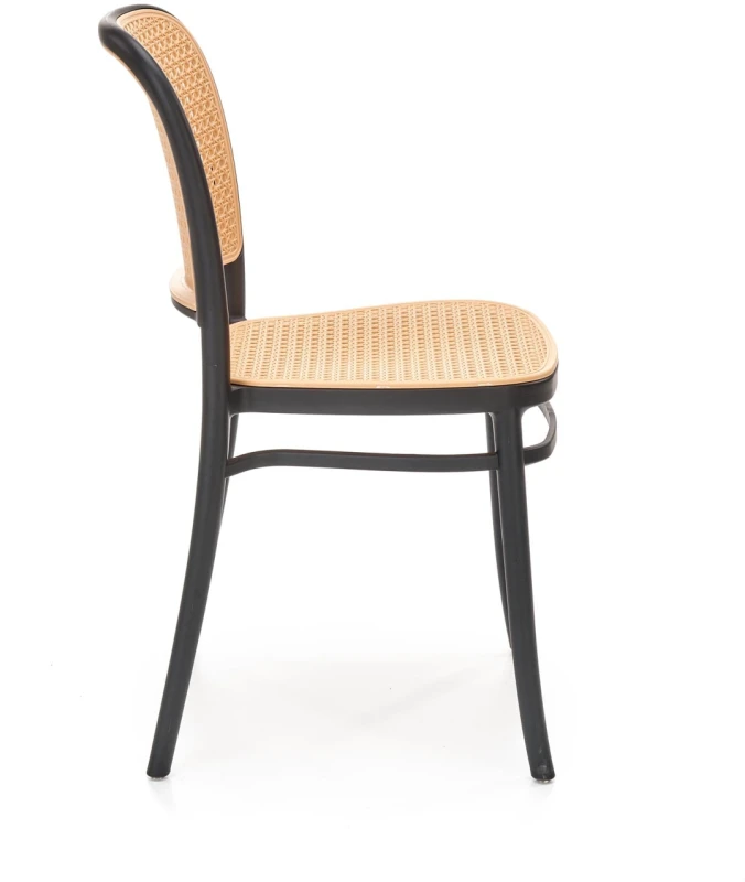 Krzesło ażurowe K483 z tworzywa do jadalni naturalny/czarny