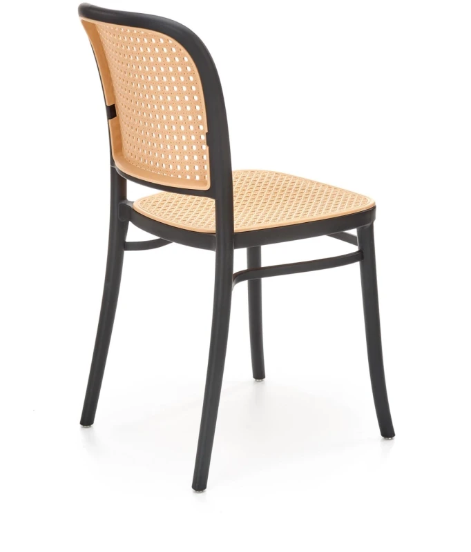 Krzesło ażurowe K483 z tworzywa do jadalni naturalny/czarny