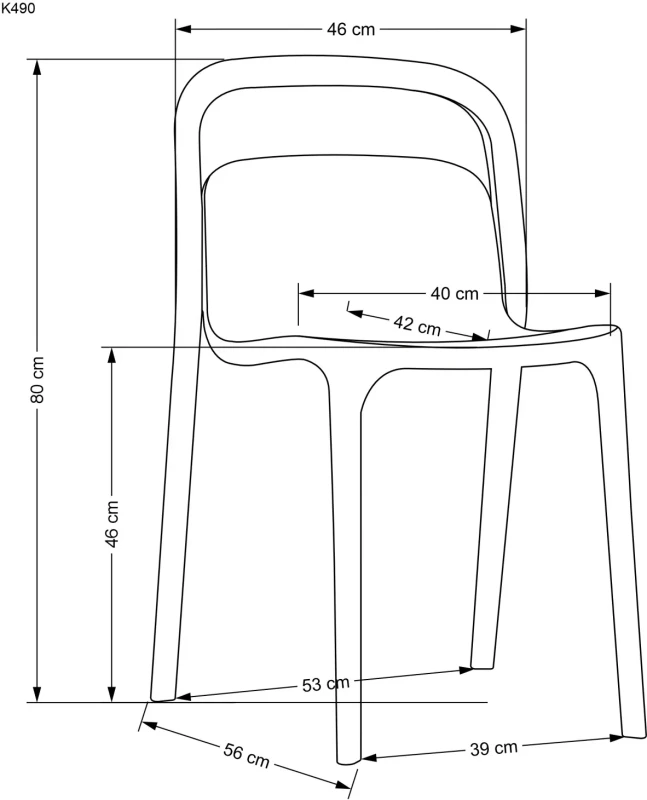 Krzesło ogrodowe K490 z tworzywa nowoczesne na taras biały