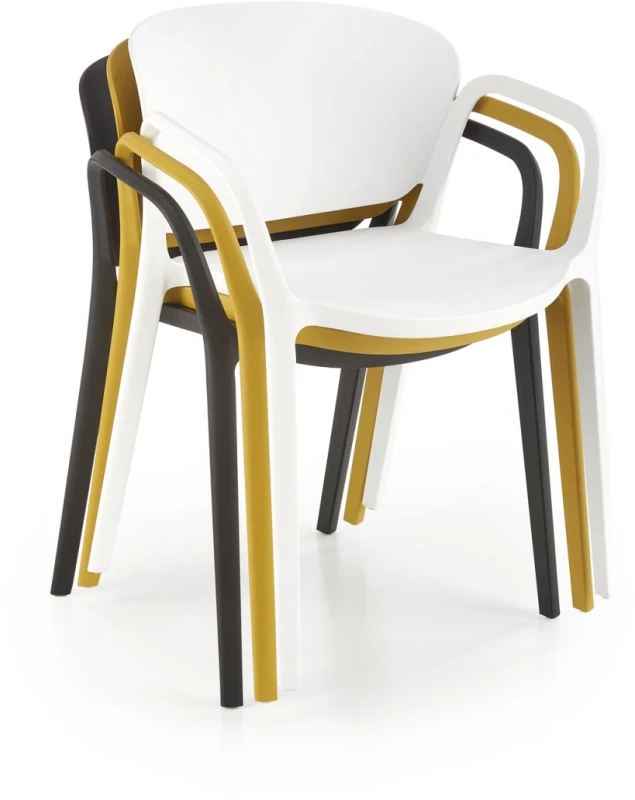 Krzesło ogrodowe K491 z podłokietnikami nowoczesne na taras biały