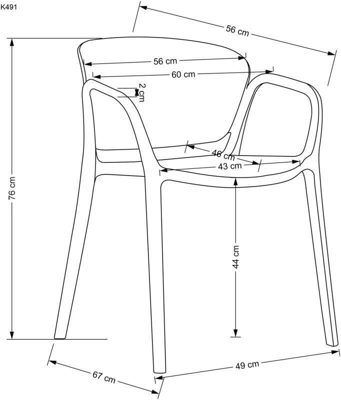 Krzesło ogrodowe K491 z podłokietnikami nowoczesne na taras biały