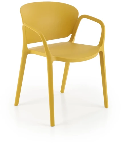 Krzesło ogrodowe K491 z podłokietnikami nowoczesne na taras musztardowy