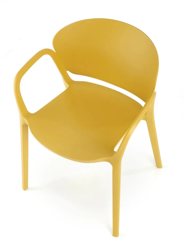 Krzesło ogrodowe K491 z podłokietnikami nowoczesne na taras musztardowy
