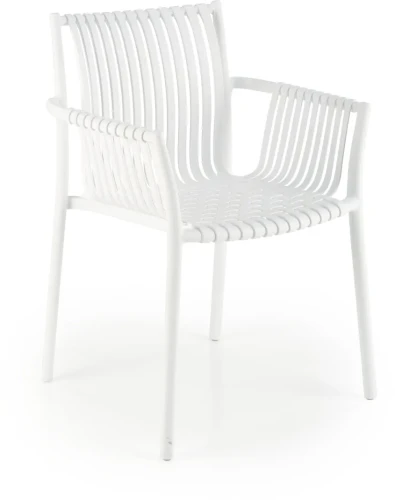 Krzesło ogrodowe K492 z podłokietnikami nowoczesne na taras biały
