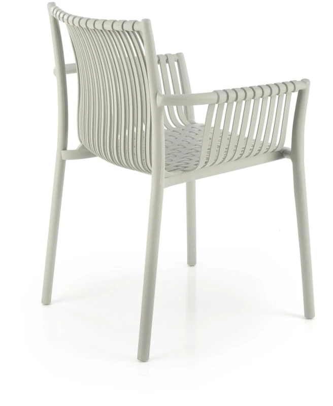 Krzesło ogrodowe K492 z podłokietnikami nowoczesne na taras popielaty