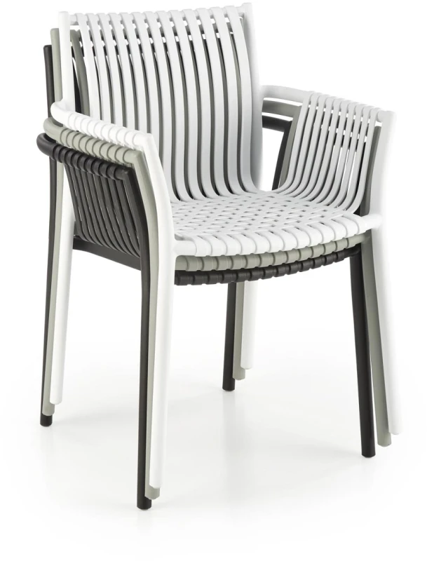 Krzesło ogrodowe K492 z podłokietnikami nowoczesne na taras popielaty