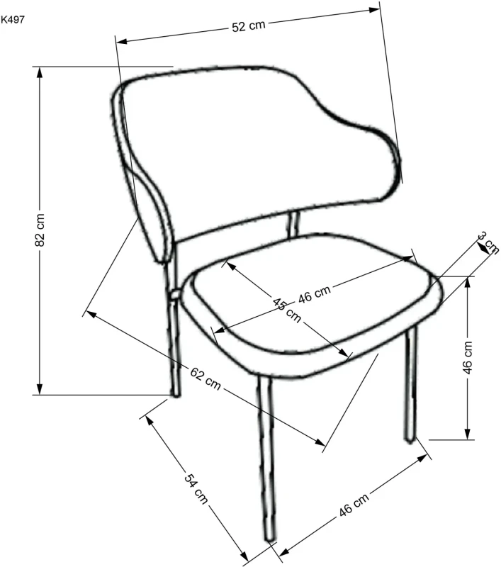 Krzesło tapicerowane K497 nowoczesne loftowe do jadalni jasny popielaty