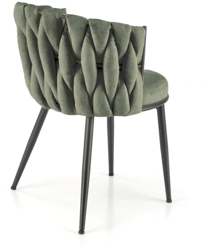 Krzesło tapicerowane K516 z ozdobnym oparciem do salonu oliwkowy