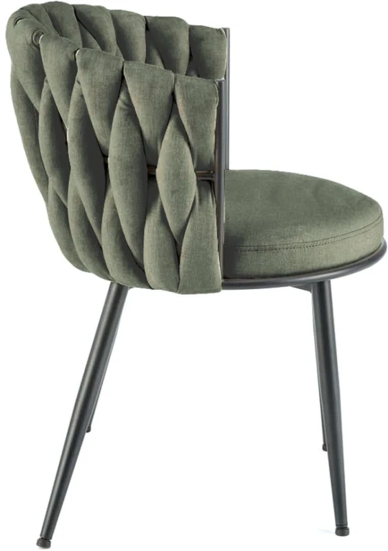 Krzesło tapicerowane K516 z ozdobnym oparciem do salonu oliwkowy