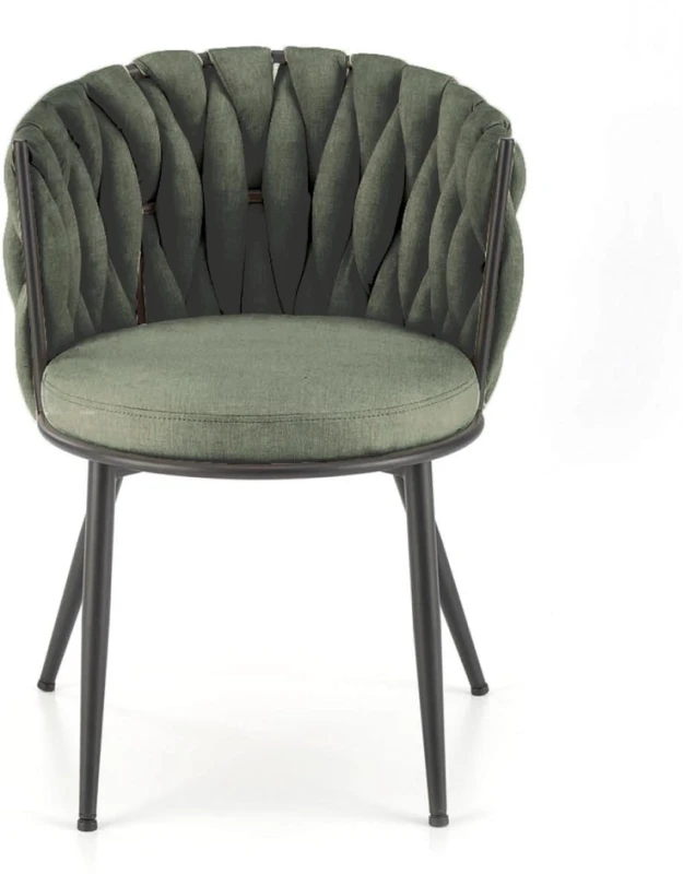 Krzesło tapicerowane K516 z ozdobnym oparciem do salonu oliwkowy