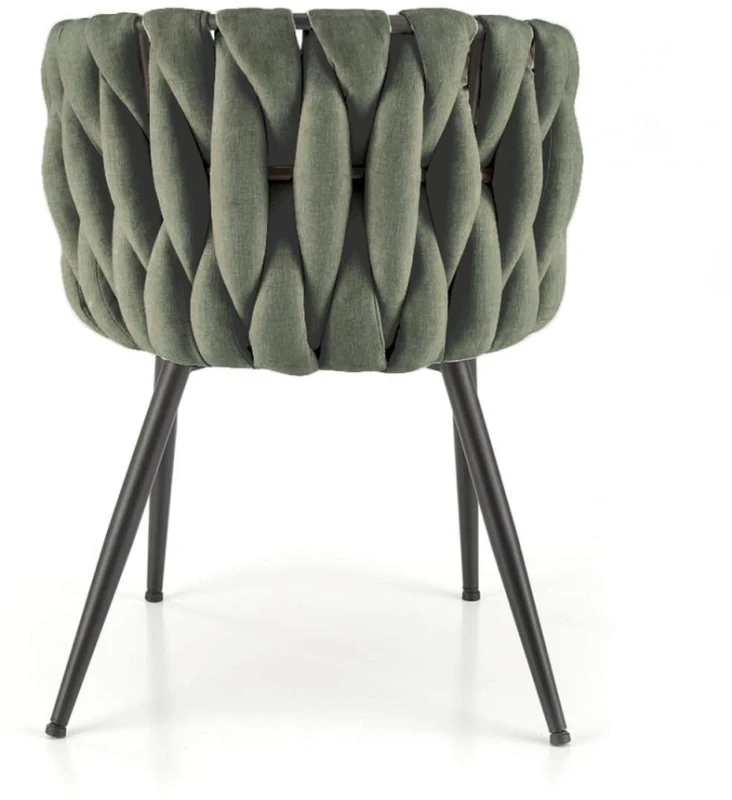 Krzesło tapicerowane K516 z ozdobnym oparciem do salonu oliwkowy