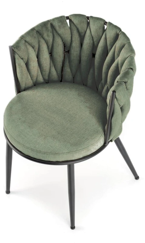 Krzesło tapicerowane K516 z ozdobnym oparciem do salonu oliwkowy