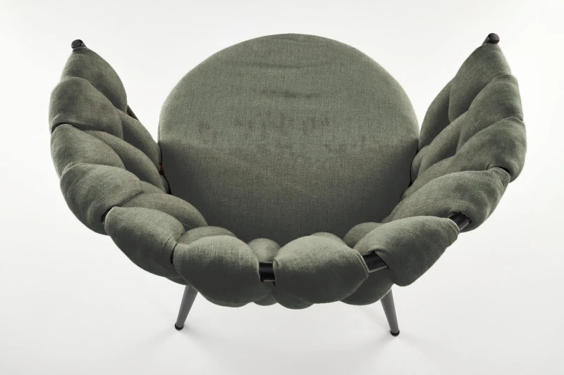 Krzesło tapicerowane K516 z ozdobnym oparciem do salonu oliwkowy