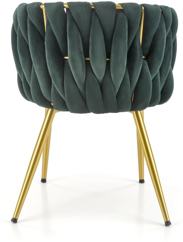 Krzesło tapicerowane K517 glamour welurowe do salonu ciemny zielony/złoty