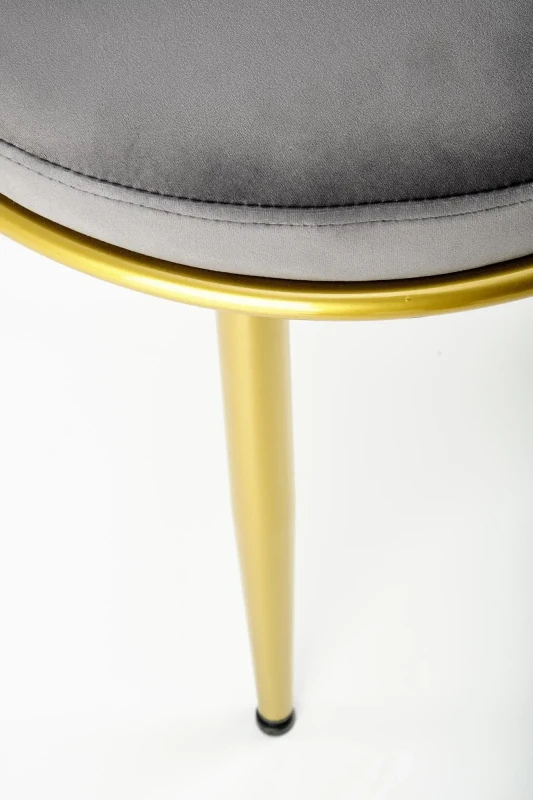 Krzesło tapicerowane K517 glamour welurowe do salonu popielaty/złoty
