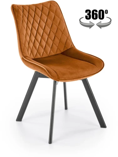 Krzesło K520 tapicerowane z obrotowym siedziskiem cynamonowy/czarny