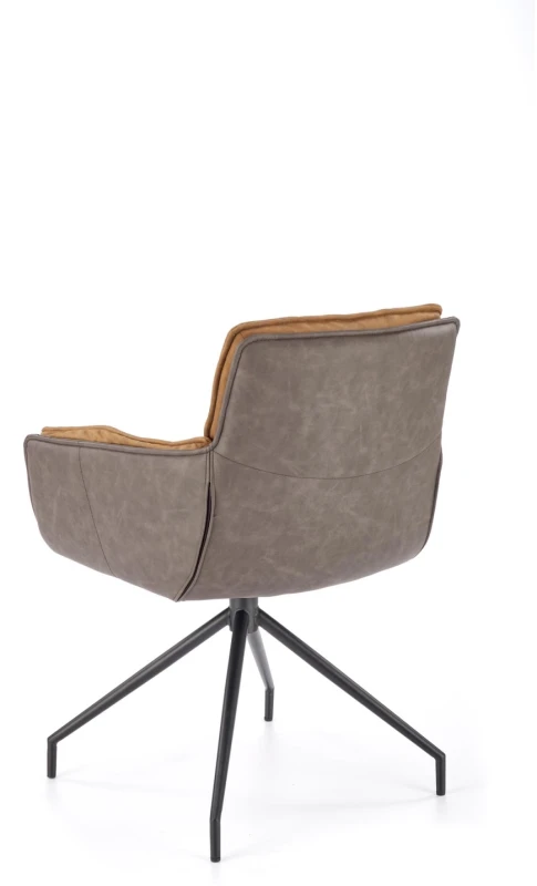 Krzesło obrotowe K523 tapicerowane z eko skóry do jadalni brązowy