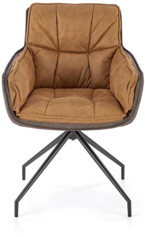 Krzesło obrotowe K523 tapicerowane z eko skóry do jadalni brązowy