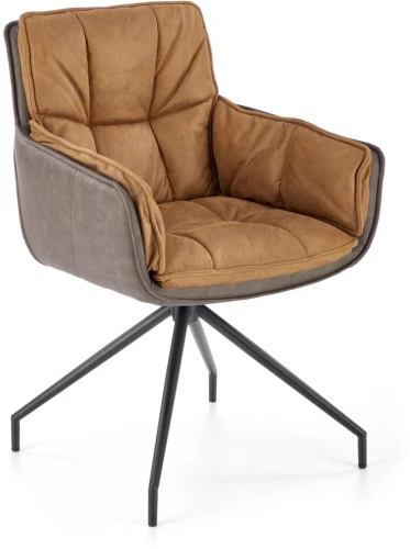 Krzesło obrotowe K523 tapicerowane z eko skóry do jadalni brązowy