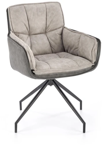Krzesło obrotowe K523 tapicerowane z eko skóry do jadalni popielaty