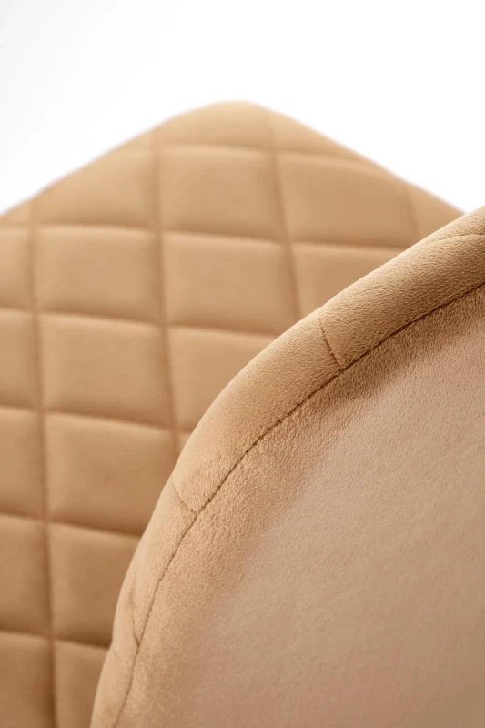 Krzesło tapicerowane K525 pikowane welurowe na czarnych nogach do jadalni beżowy