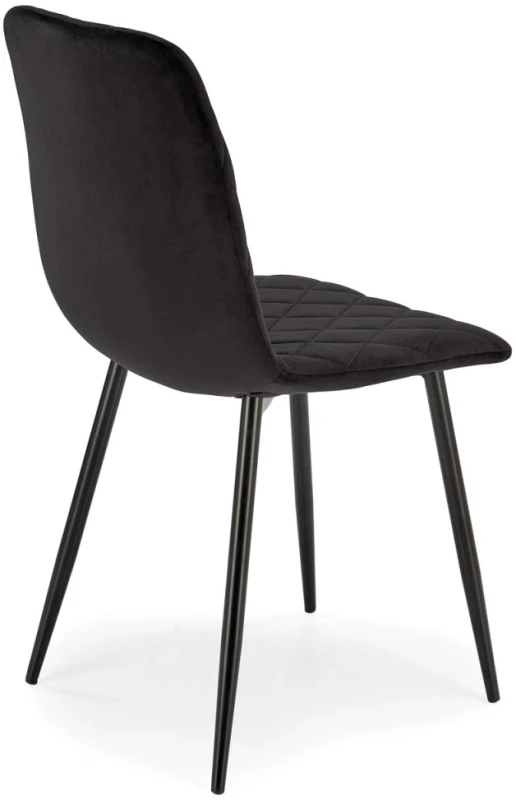 Krzesło tapicerowane K525 pikowane welurowe na czarnych nogach do jadalni czarny
