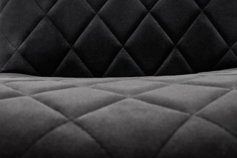 Krzesło tapicerowane K525 pikowane welurowe na czarnych nogach do jadalni czarny