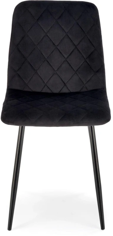 Krzesło tapicerowane K525 pikowane welurowe na czarnych nogach do jadalni czarny