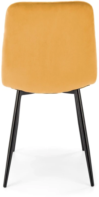 Krzesło tapicerowane K525 pikowane welurowe na czarnych nogach do jadalni musztardowy