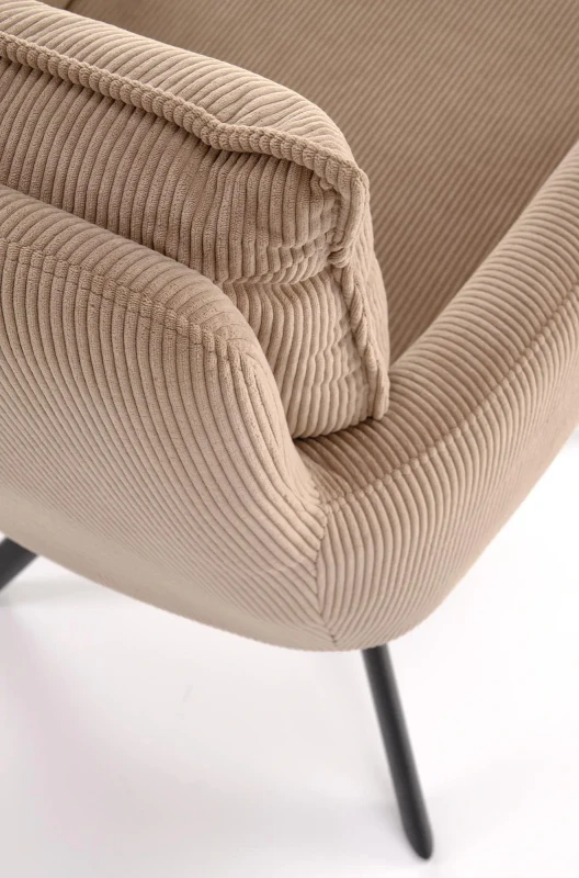 Krzesło obrotowe K528 sztruksowe z podłokietnikami wygodne do jadalni cappuccino