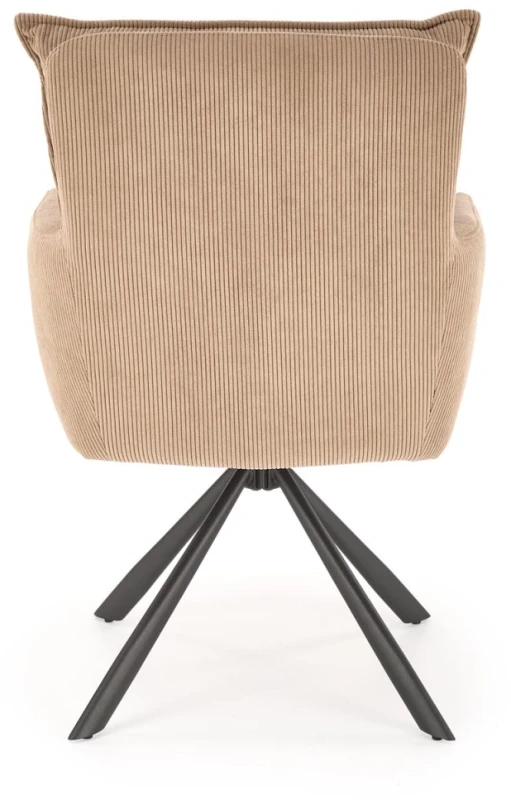 Krzesło obrotowe K528 sztruksowe z podłokietnikami wygodne do jadalni cappuccino