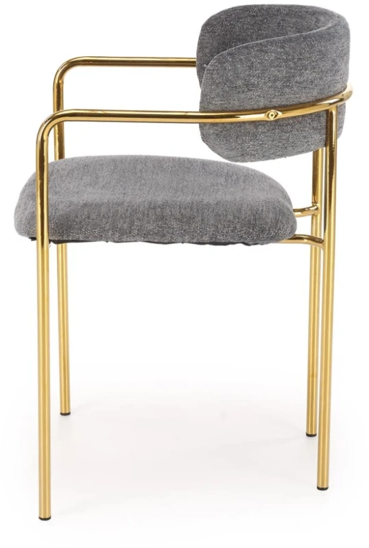 Krzesło tapicerowane K537 z podłokietnikami glamour do salonu popielaty