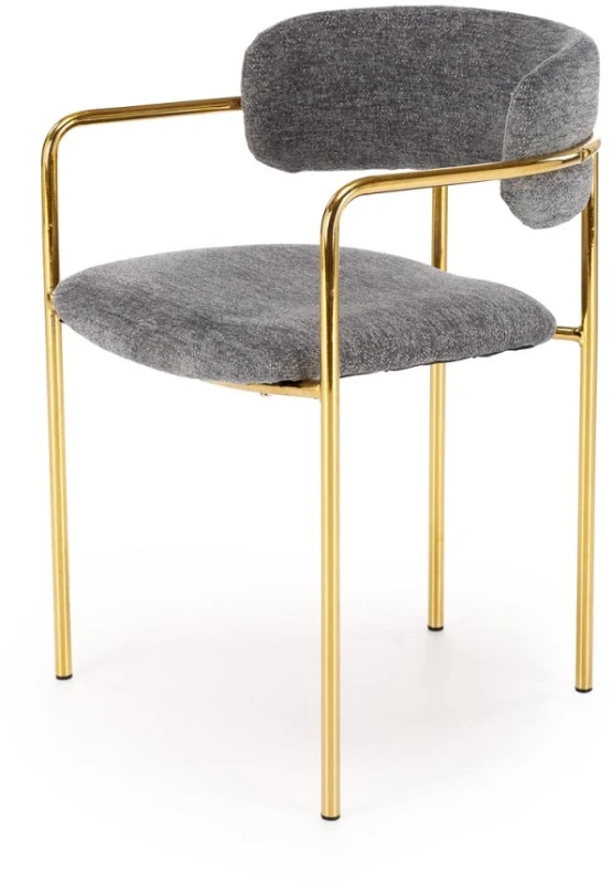 Krzesło tapicerowane K537 z podłokietnikami glamour do salonu popielaty