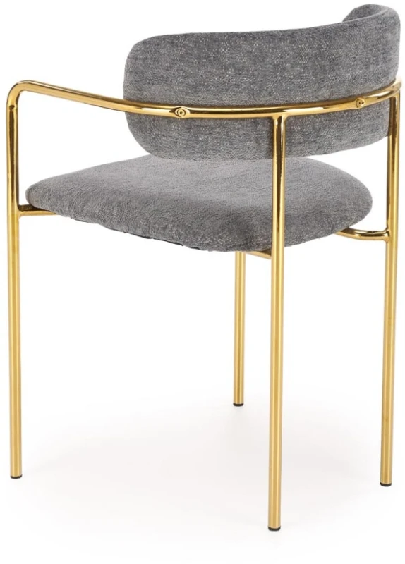 Krzesło tapicerowane K537 z podłokietnikami glamour do salonu popielaty