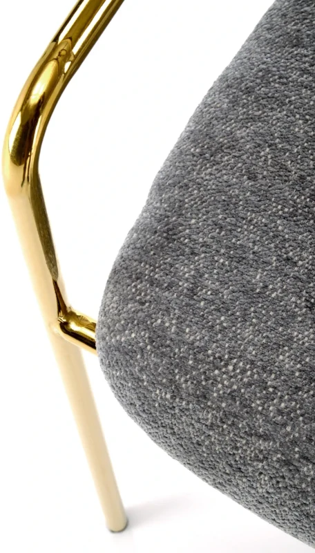 Krzesło tapicerowane K537 z podłokietnikami glamour do salonu popielaty