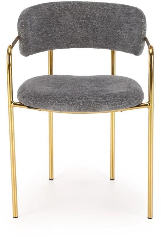 Krzesło tapicerowane K537 z podłokietnikami glamour do salonu popielaty