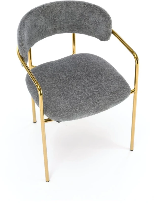 Krzesło tapicerowane K537 z podłokietnikami glamour do salonu popielaty