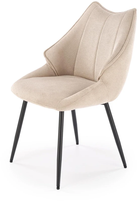 Krzesło tapicerowane K543 kubełkowe nowoczesne z tkaniny VARDO do jadalni beżowy