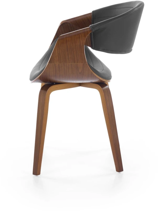 Krzesło drewniane K544 gięte z eco skóry nowoczesne do jadalni czarny/orzechowy